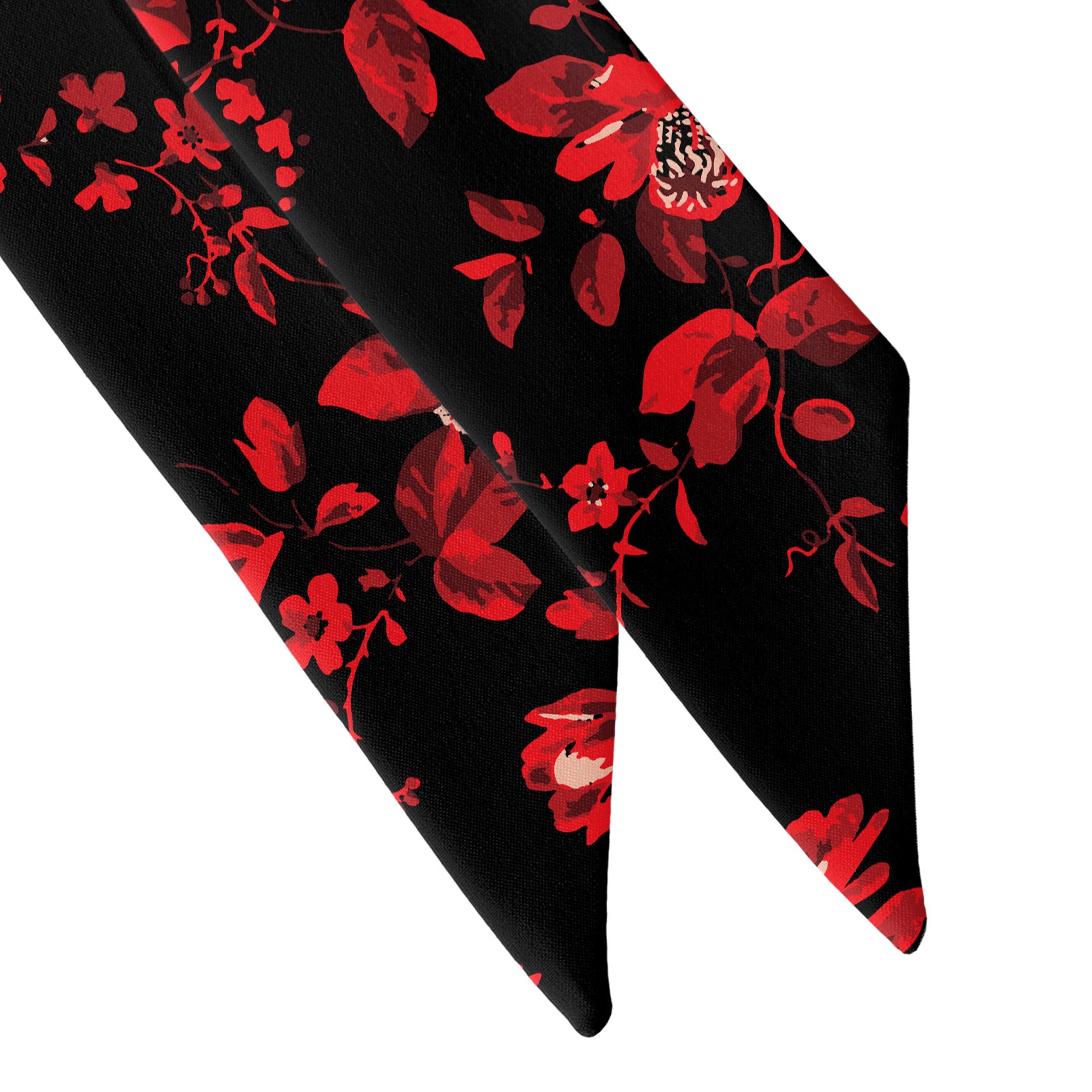 Noir Floral Hair Scarf - Scarf Tapered Ends - Knotty Tie Co.