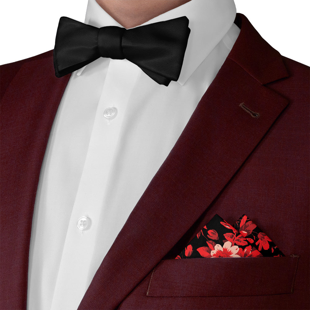 Noir Floral Pocket Square - Matching Bow Tie - Knotty Tie Co.