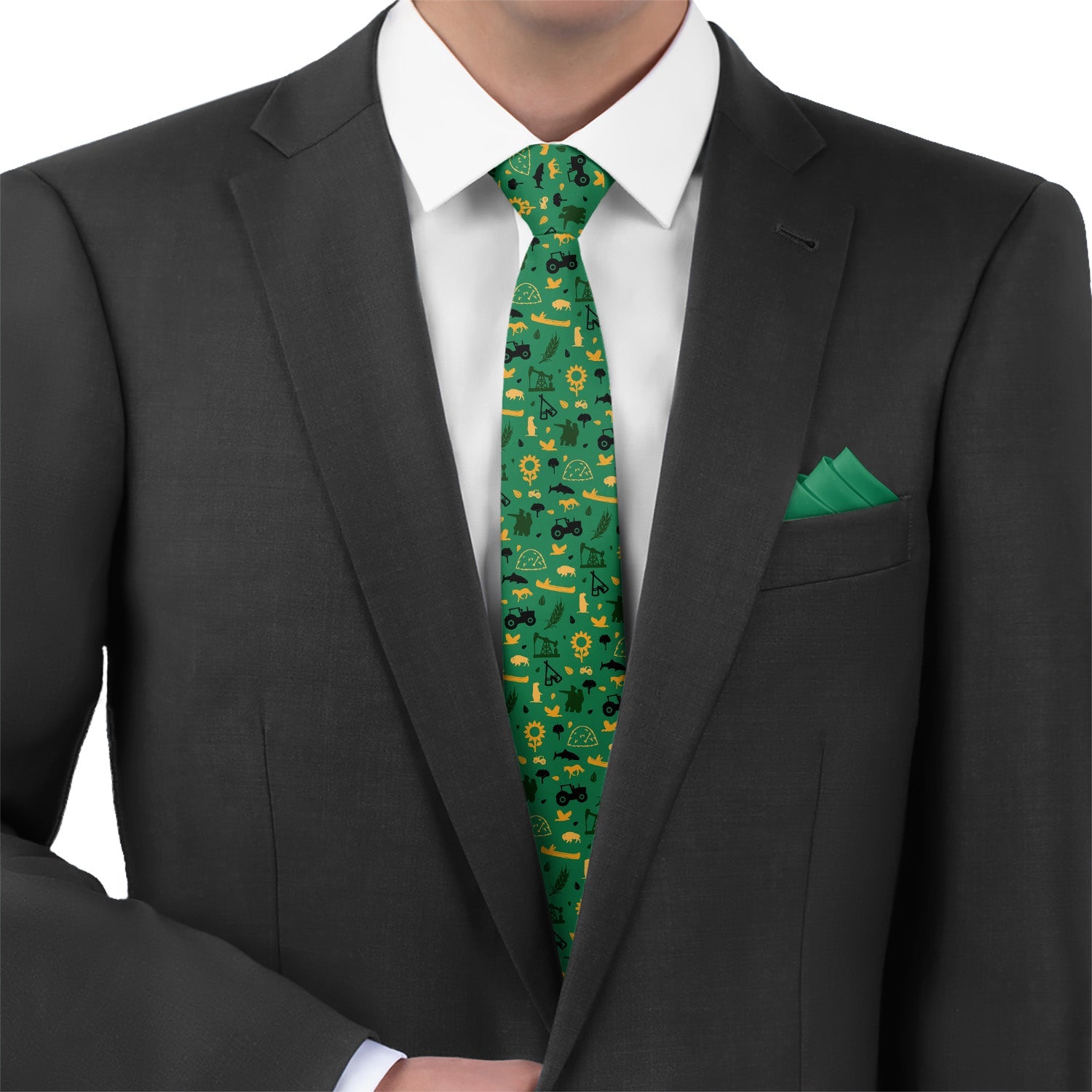 North Dakota State Heritage Necktie - Matching Pocket Square - Knotty Tie Co.
