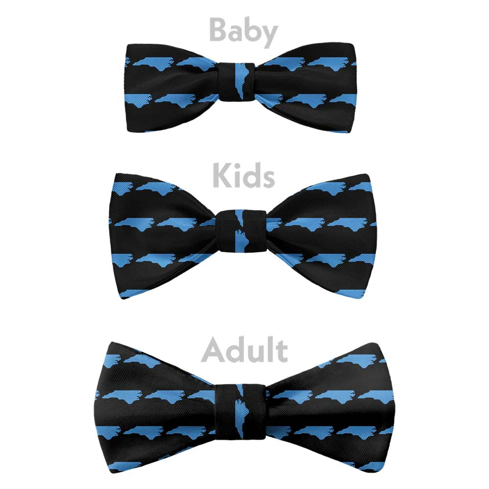 North Carolina State Outline Bow Tie - Bow Sizes - Knotty Tie Co.