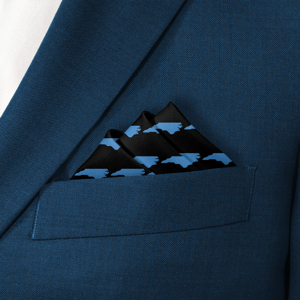 North Carolina State Outline Pocket Square - Stairs Fold - Knotty Tie Co.