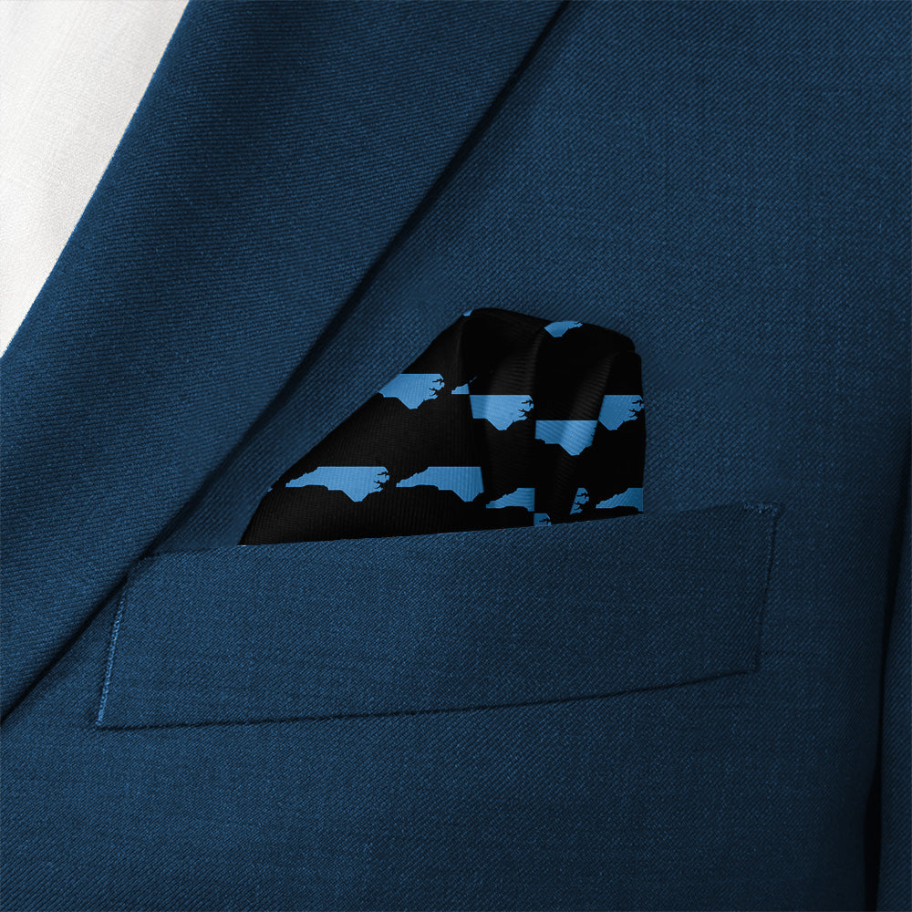 North Carolina State Outline Pocket Square - Wave Fold - Knotty Tie Co.