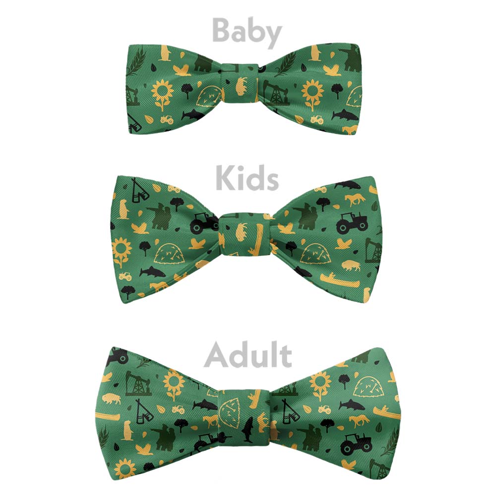 North Dakota State Heritage Bow Tie - Bow Sizes - Knotty Tie Co.