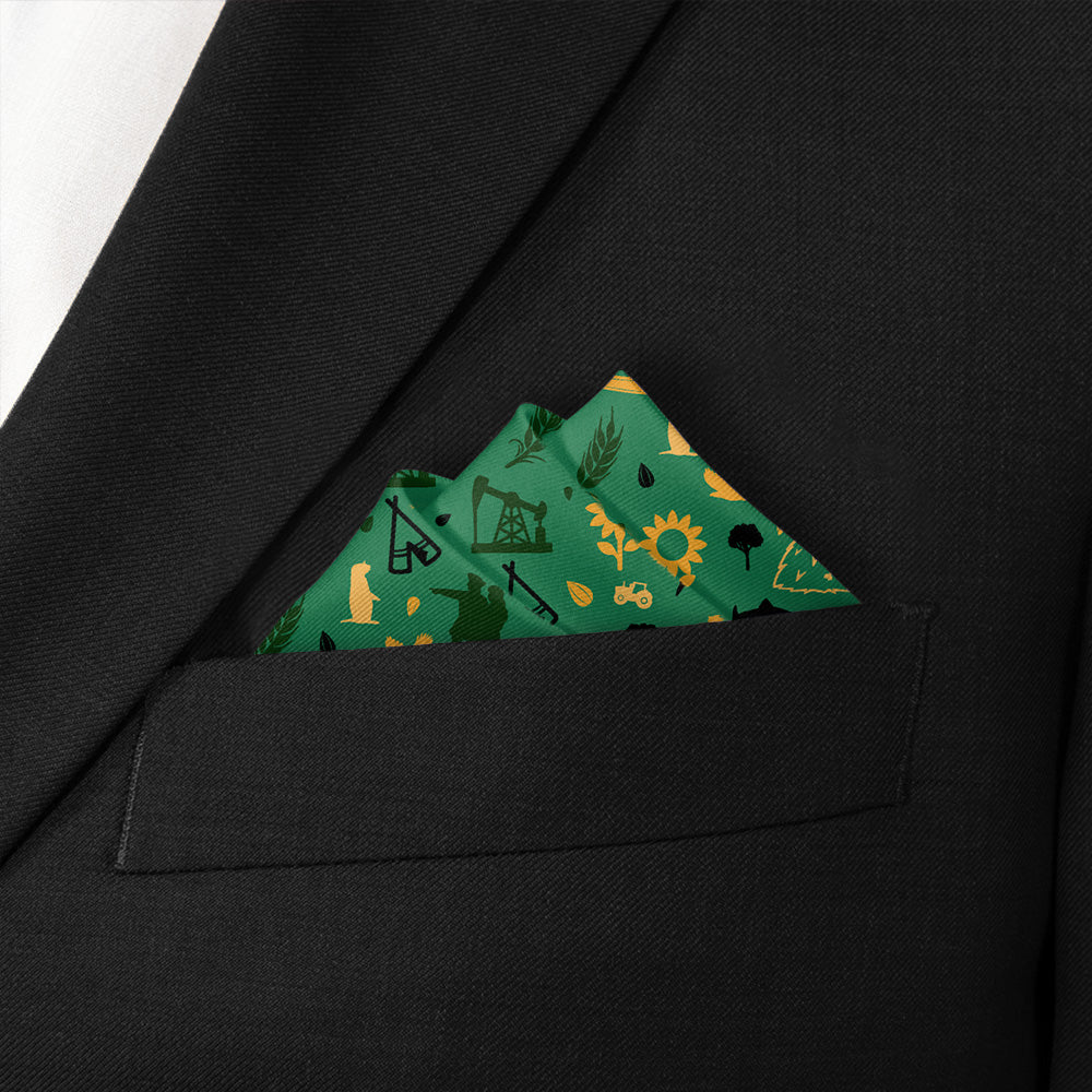 North Dakota State Heritage Pocket Square - Stairs Fold - Knotty Tie Co.