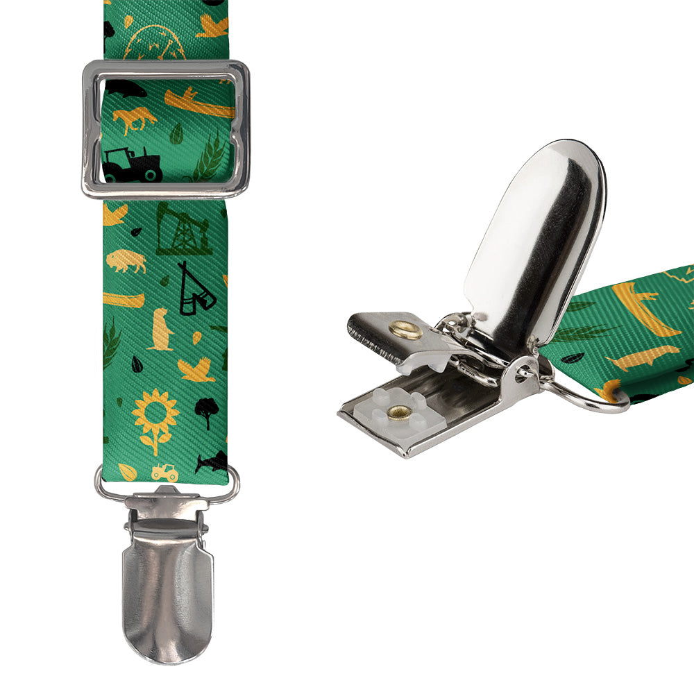 North Dakota State Heritage Suspenders - Hardware and Strap - Knotty Tie Co.