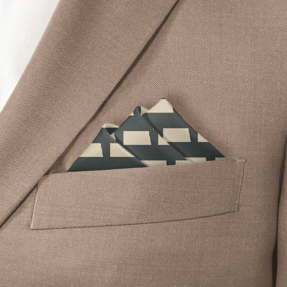 North Dakota State Outline Pocket Square - Stairs Fold - Knotty Tie Co.