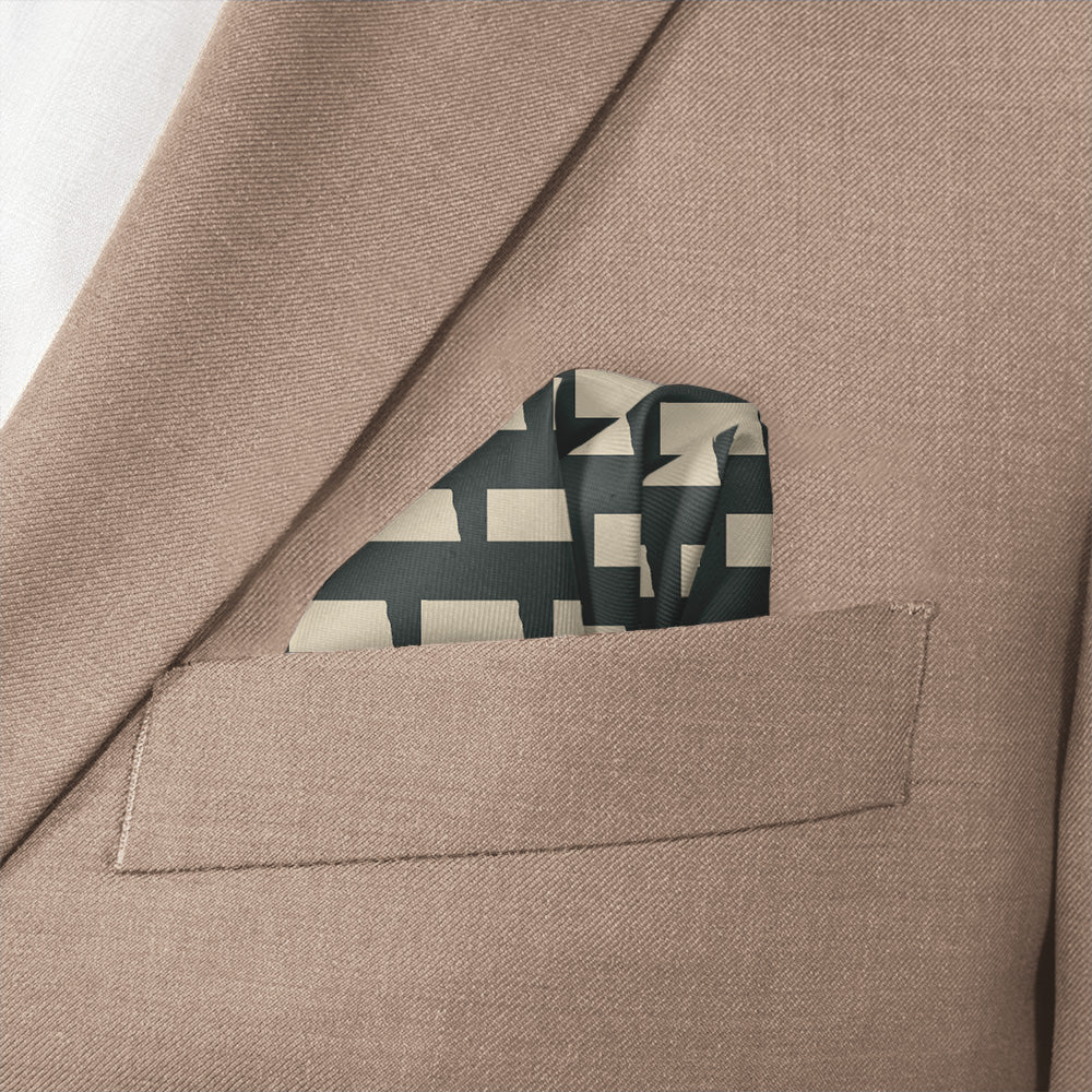 North Dakota State Outline Pocket Square - Wave Fold - Knotty Tie Co.