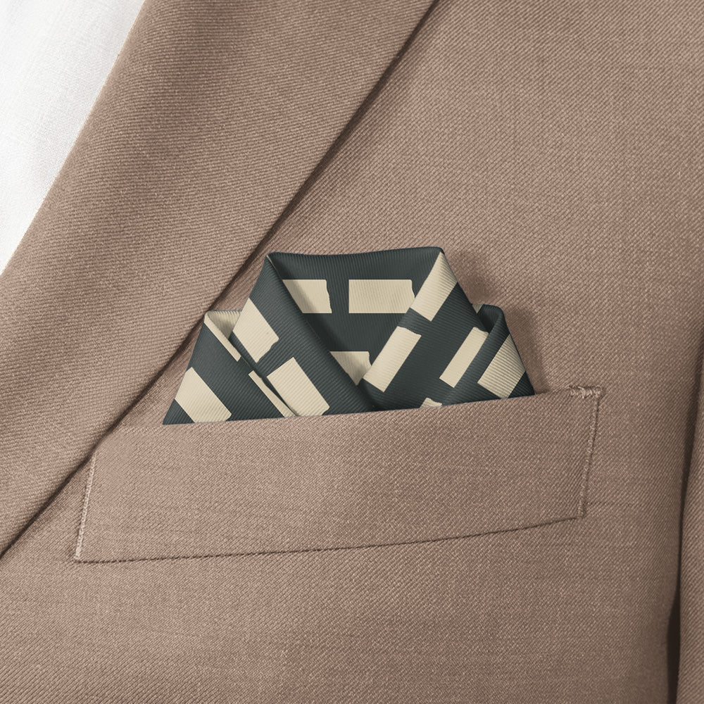 North Dakota State Outline Pocket Square - Scalloped Fold - Knotty Tie Co.
