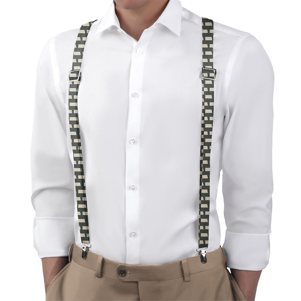 North Dakota State Outline Suspenders - On Model Back View - Knotty Tie Co.