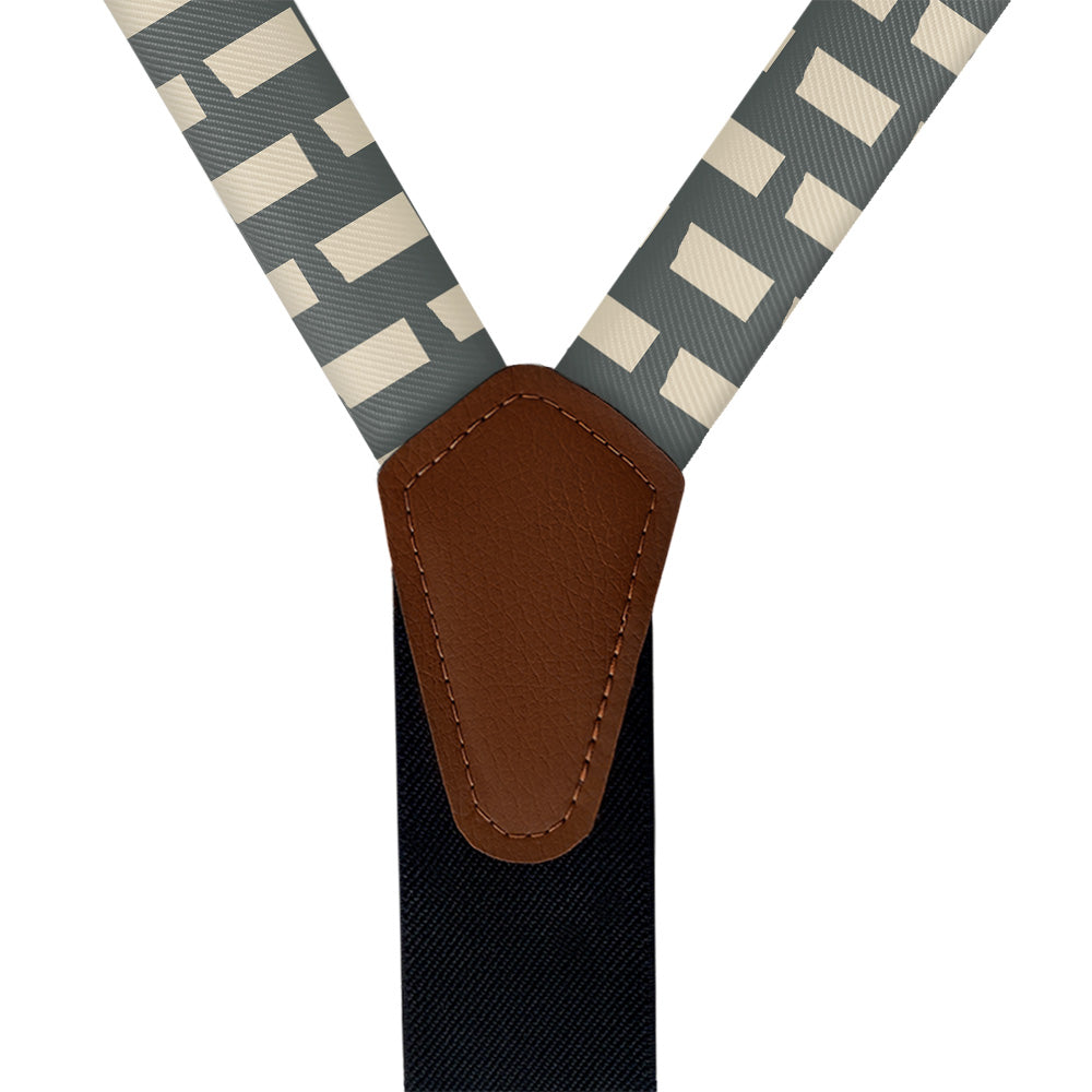North Dakota State Outline Suspenders - Vegan Leather Y-Back - Knotty Tie Co.