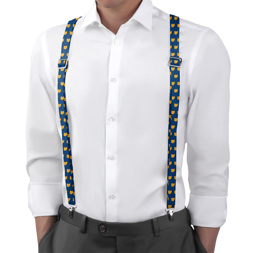 Ohio State Outline Suspenders - On Model Back View - Knotty Tie Co.