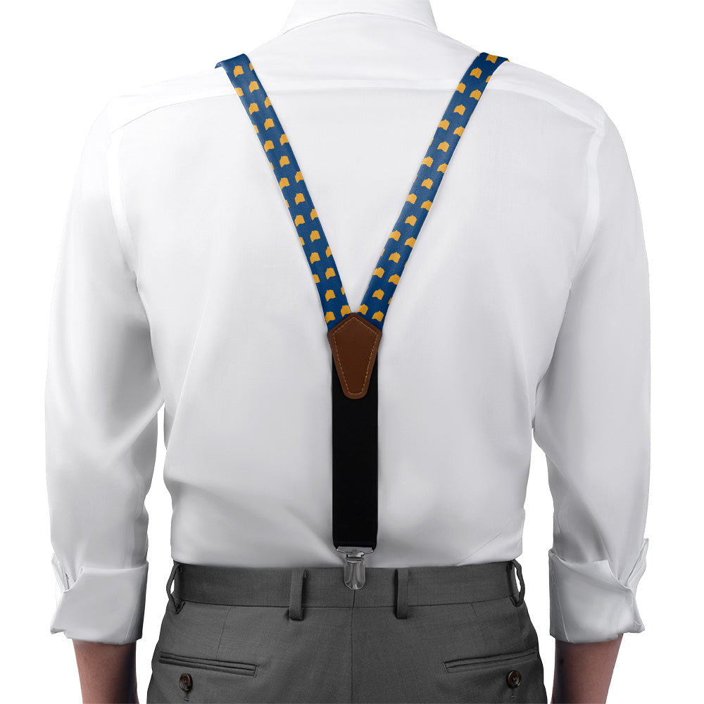 Ohio State Outline Suspenders - On Model Front View - Knotty Tie Co.