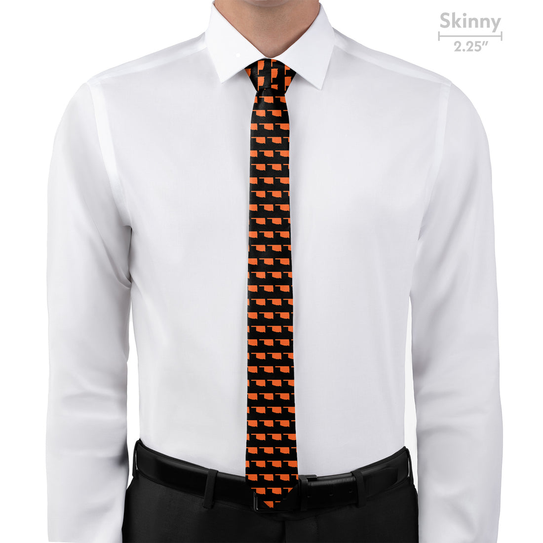 Oklahoma State Outline Necktie - Skinny - Knotty Tie Co.