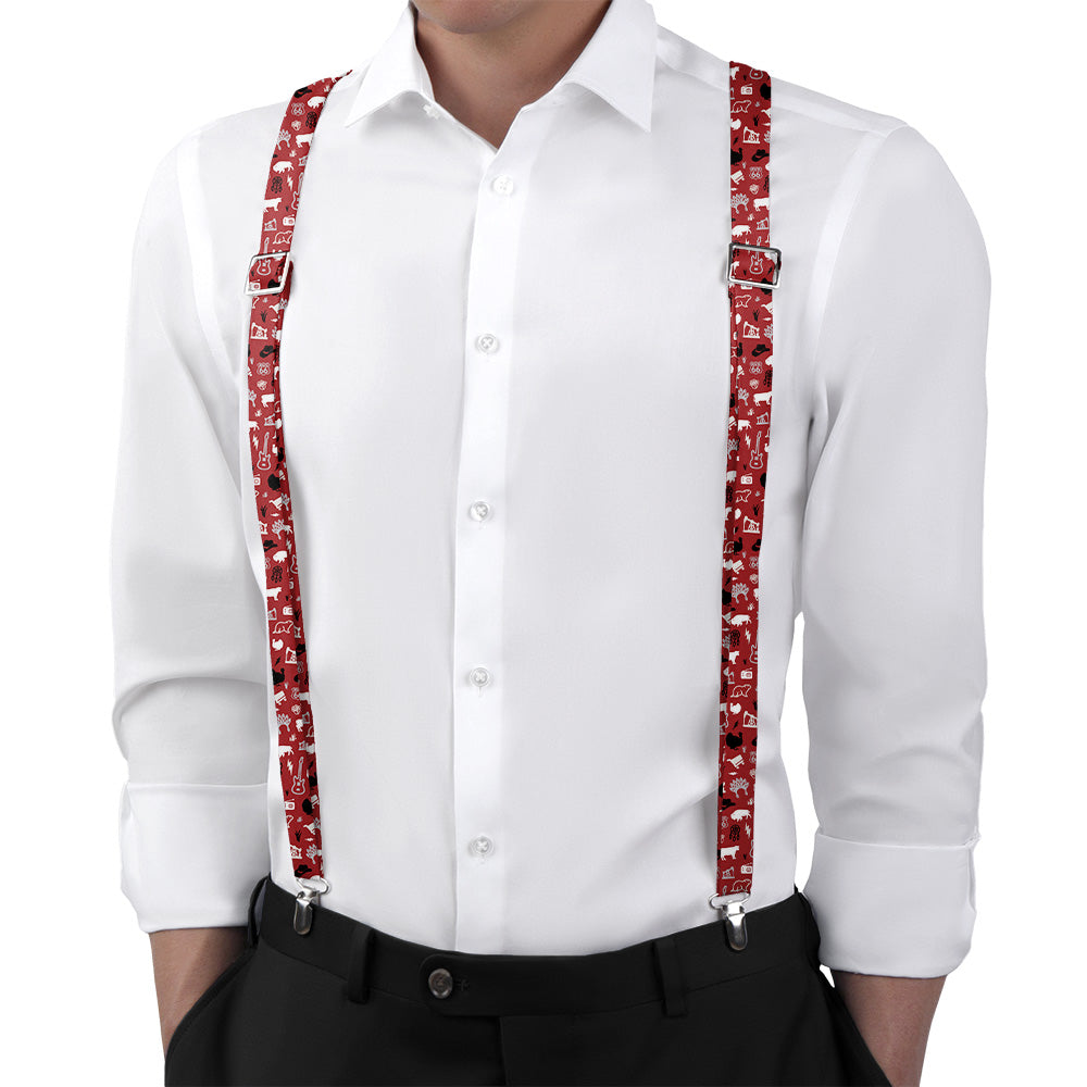 Oklahoma State Heritage Suspenders - On Model Back View - Knotty Tie Co.