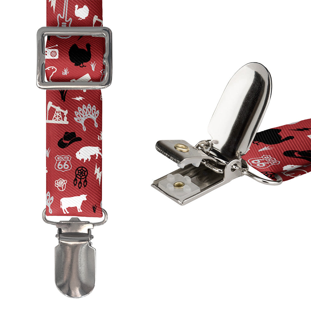 Oklahoma State Heritage Suspenders - Hardware and Strap - Knotty Tie Co.