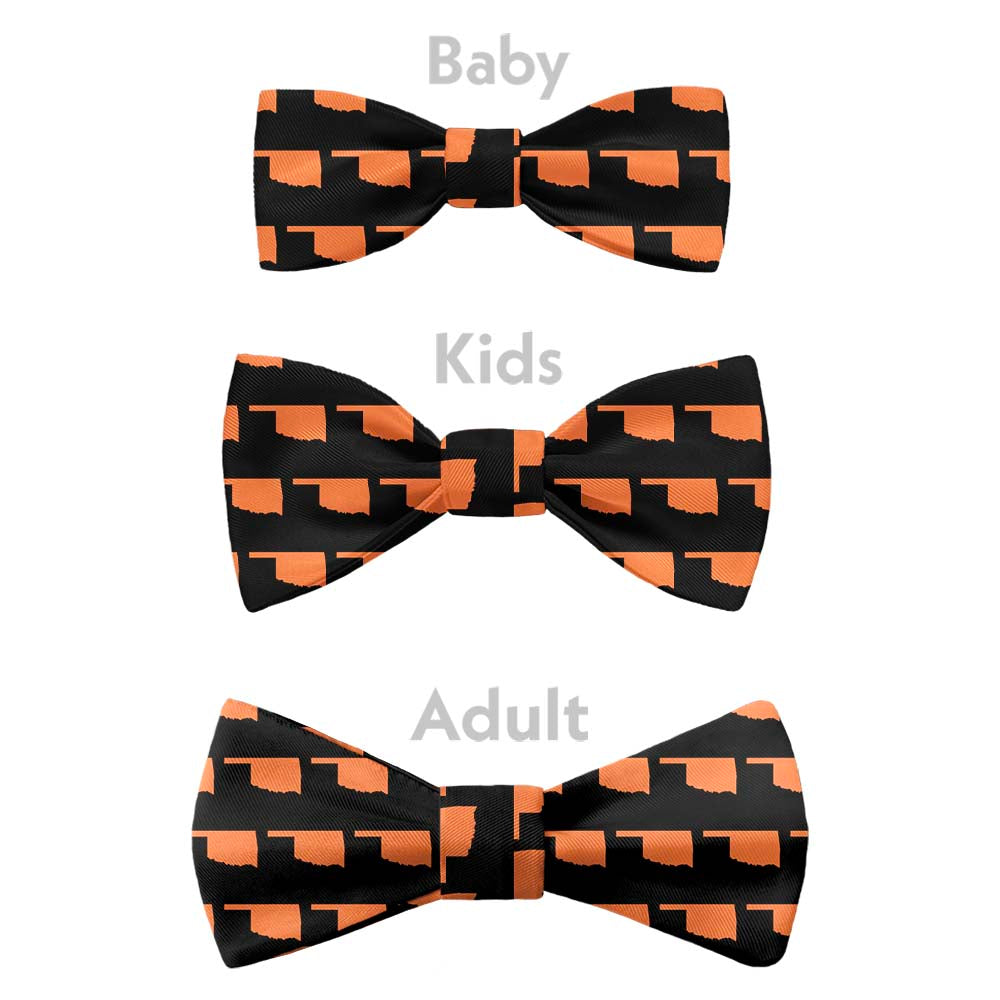 Oklahoma State Outline Bow Tie - Bow Sizes - Knotty Tie Co.