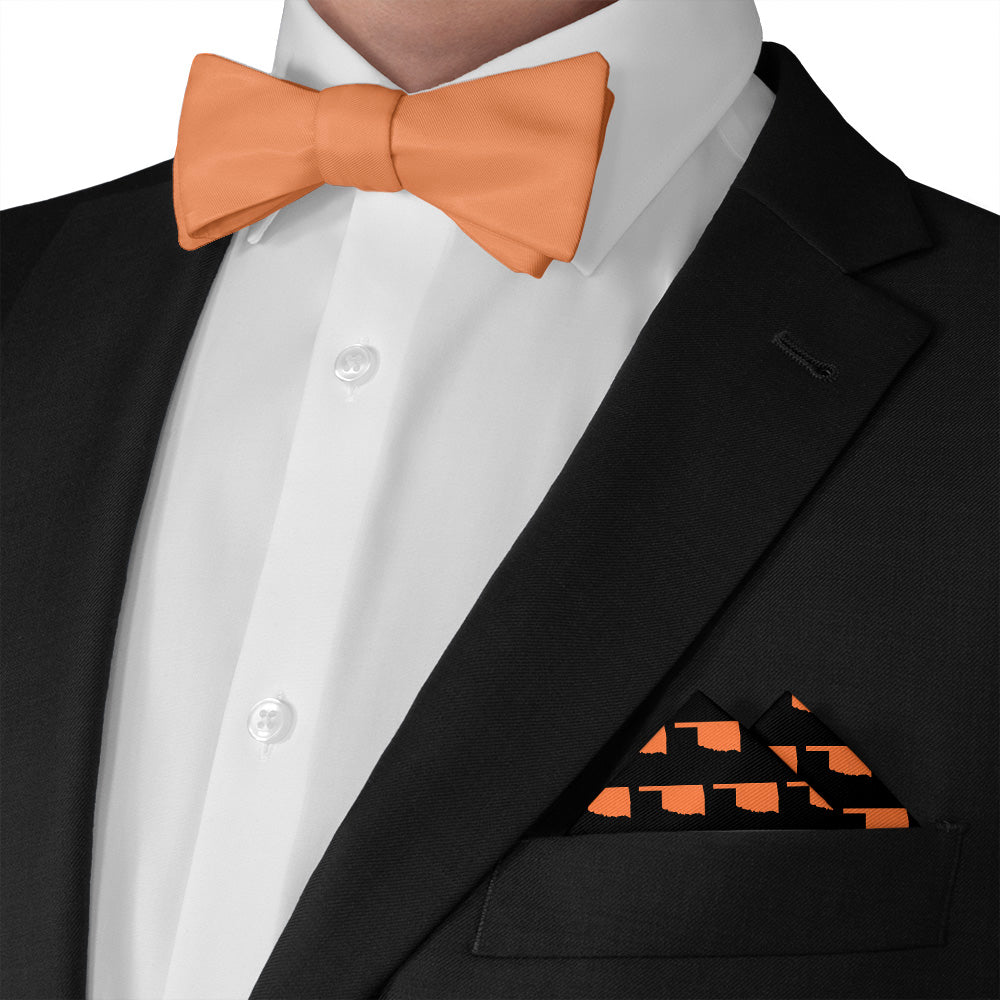 Oklahoma State Outline Pocket Square - Matching Bow Tie - Knotty Tie Co.
