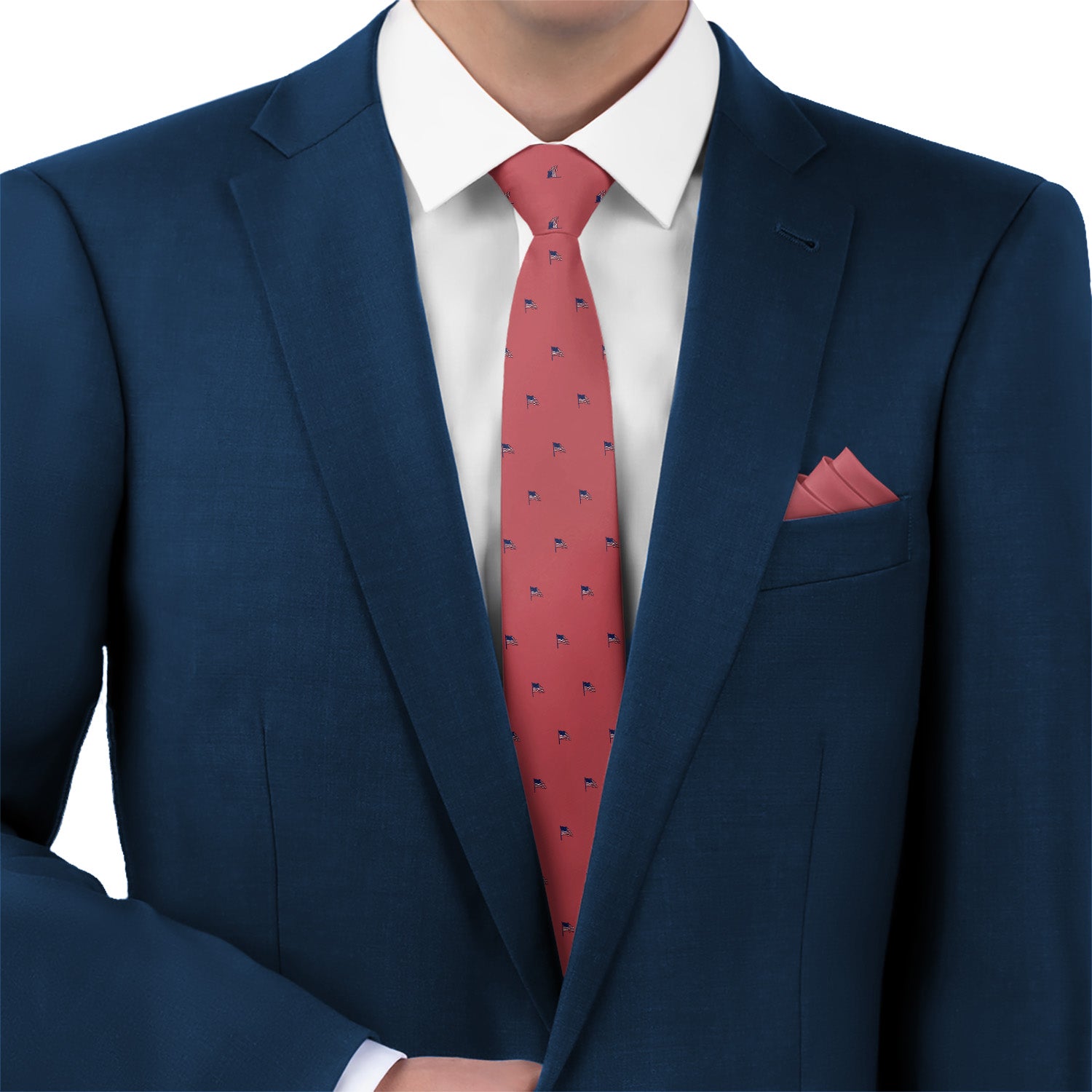 Old Glory Necktie - Matching Pocket Square - Knotty Tie Co.