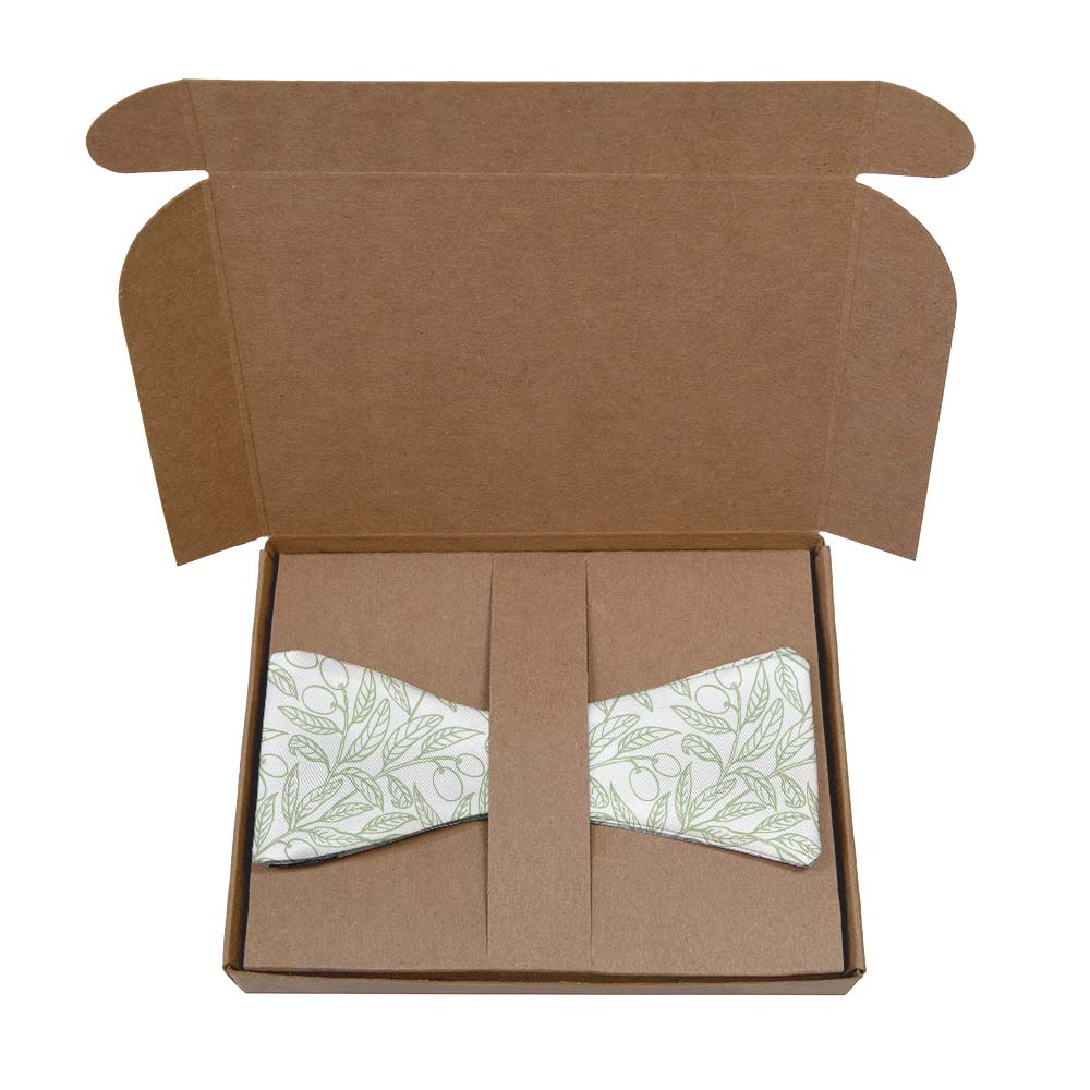 Olive Branch Bow Tie- Kraft Gift Box Packaging - Knotty Tie Co.