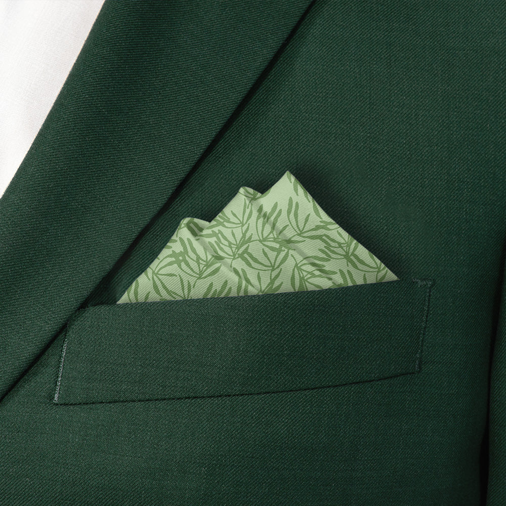 Olive Leaf Floral Pocket Square - Stairs Fold - Knotty Tie Co.