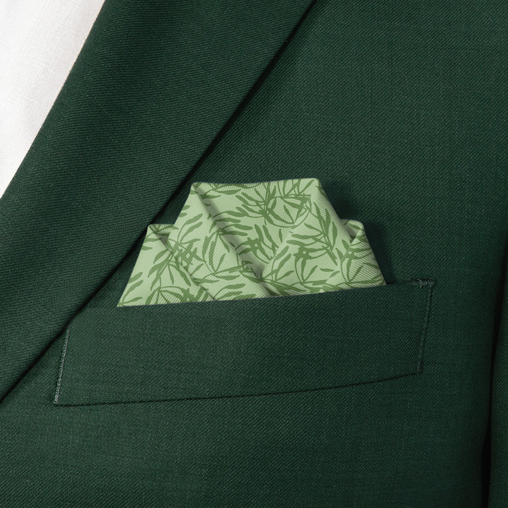 Olive Leaf Floral Pocket Square - Scalloped Fold - Knotty Tie Co.