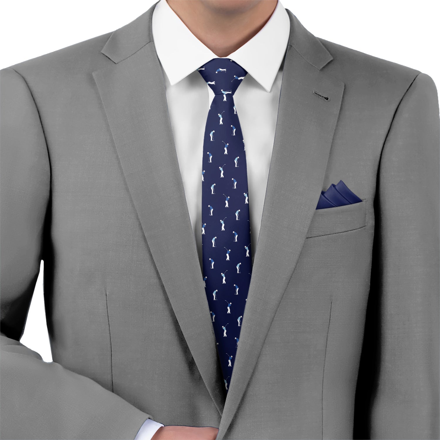 On The Green Golf Necktie - Matching Pocket Square - Knotty Tie Co.