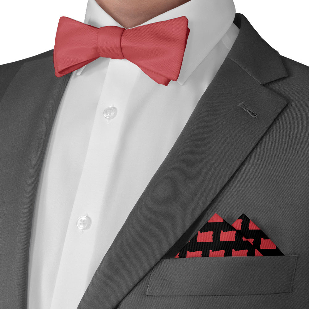 Oregon State Outline Pocket Square - Matching Bow Tie - Knotty Tie Co.