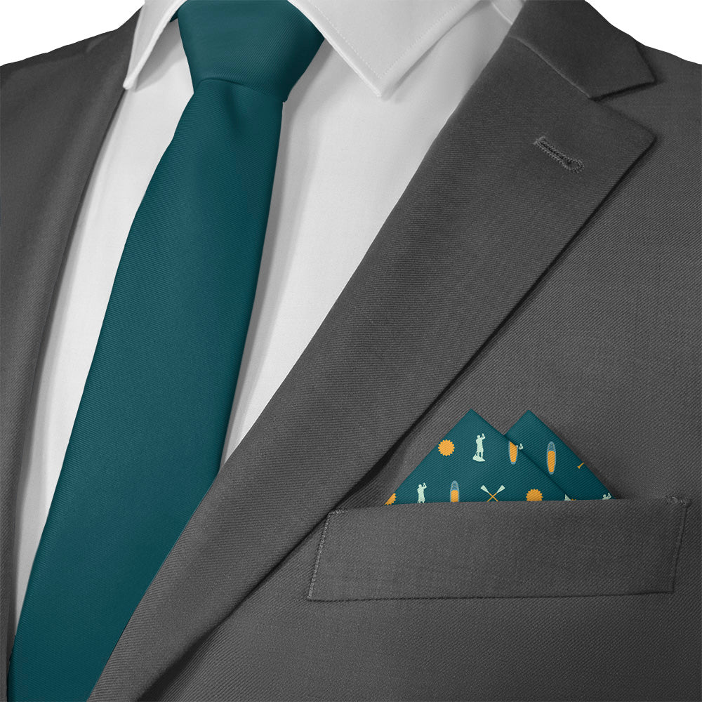Paddleboarding Pocket Square - Matching Necktie- Knotty Tie Co.