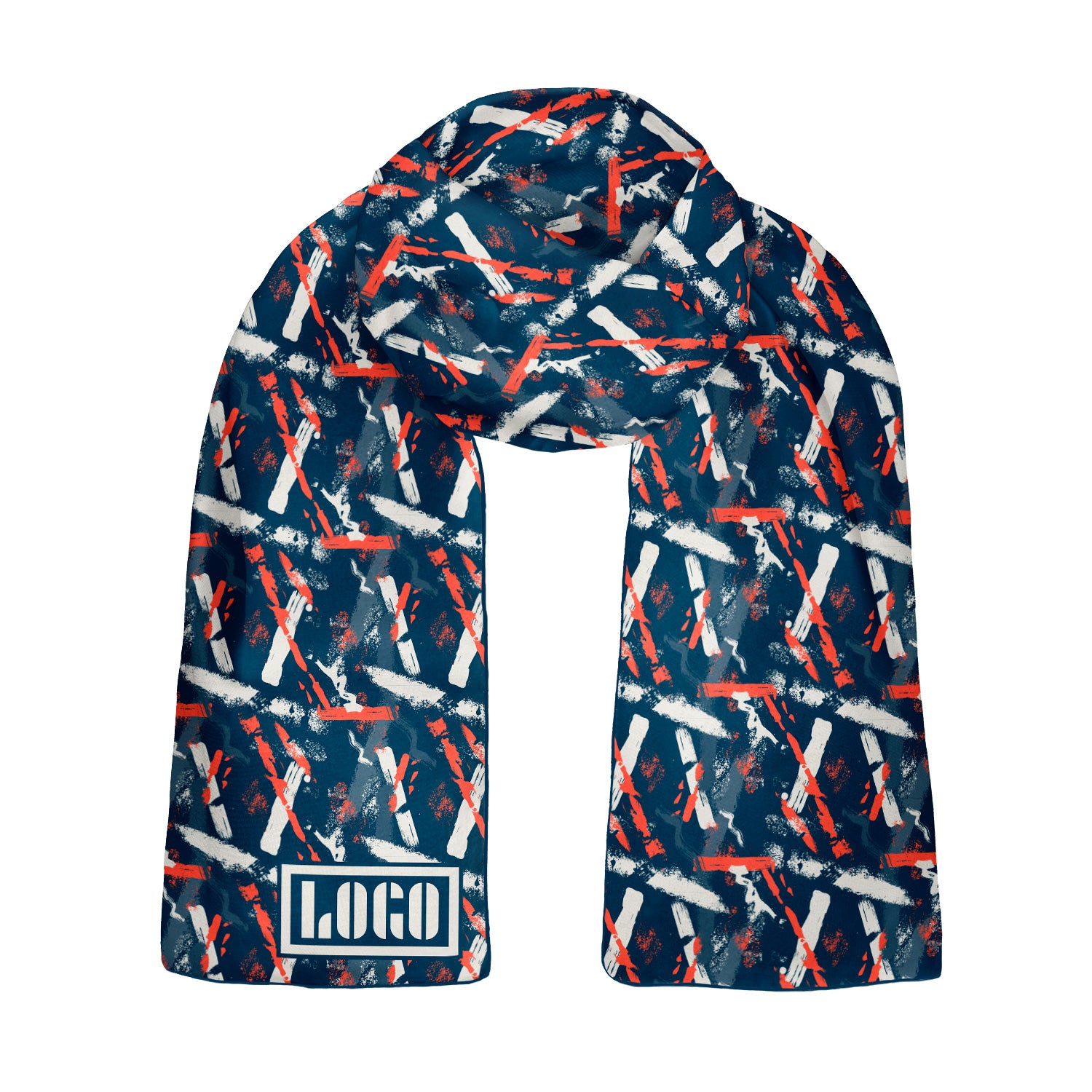 Paint Strokes 4 60 x 18 Rectangle Chiffon Logo Scarf - Knotty Tie Co.