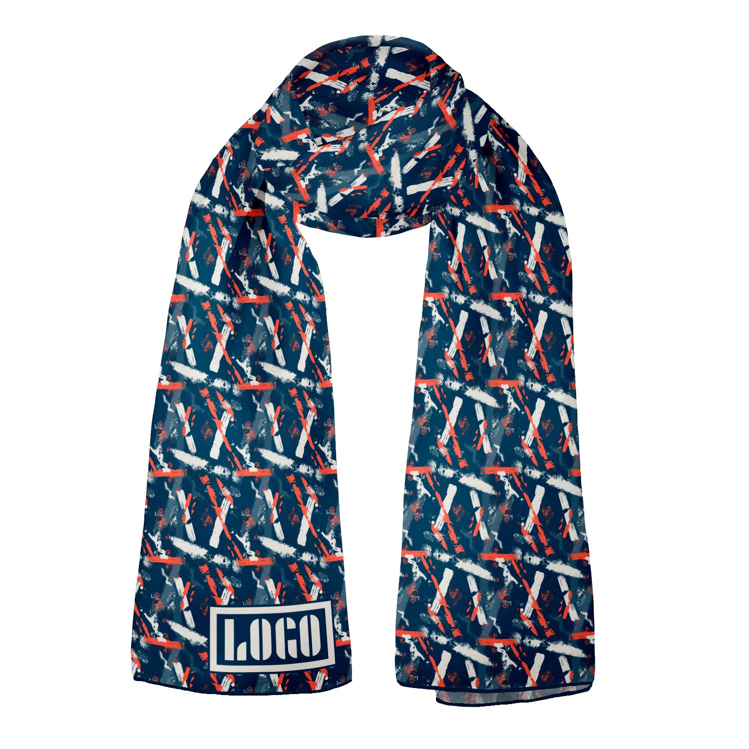 Paint Strokes 4 72 x 24 Rectangle Chiffon Logo Scarf - Knotty Tie Co.