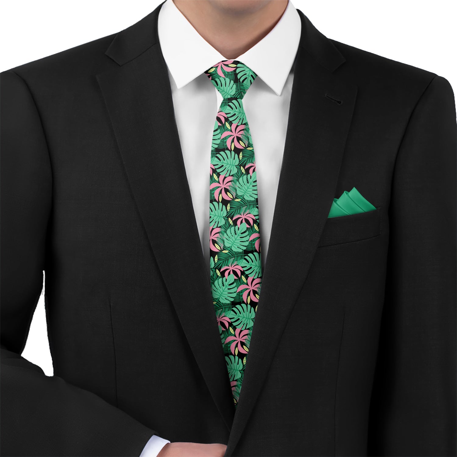 Paradise Palms Necktie - Matching Pocket Square - Knotty Tie Co.