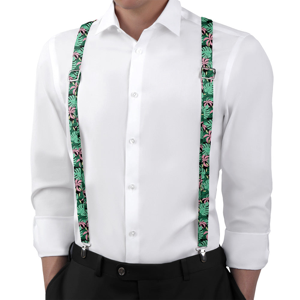 Paradise Palms Suspenders - On Model Back View - Knotty Tie Co.