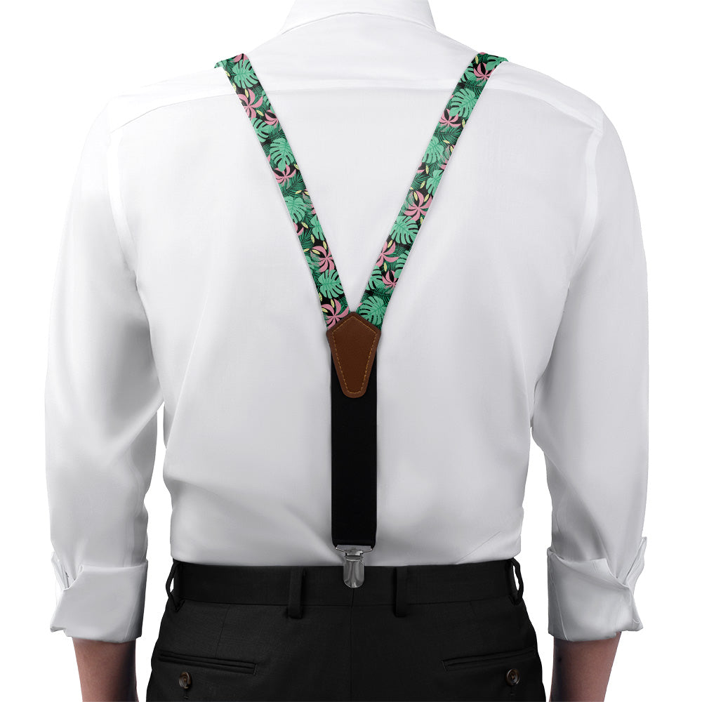 Paradise Palms Suspenders - On Model Front View - Knotty Tie Co.