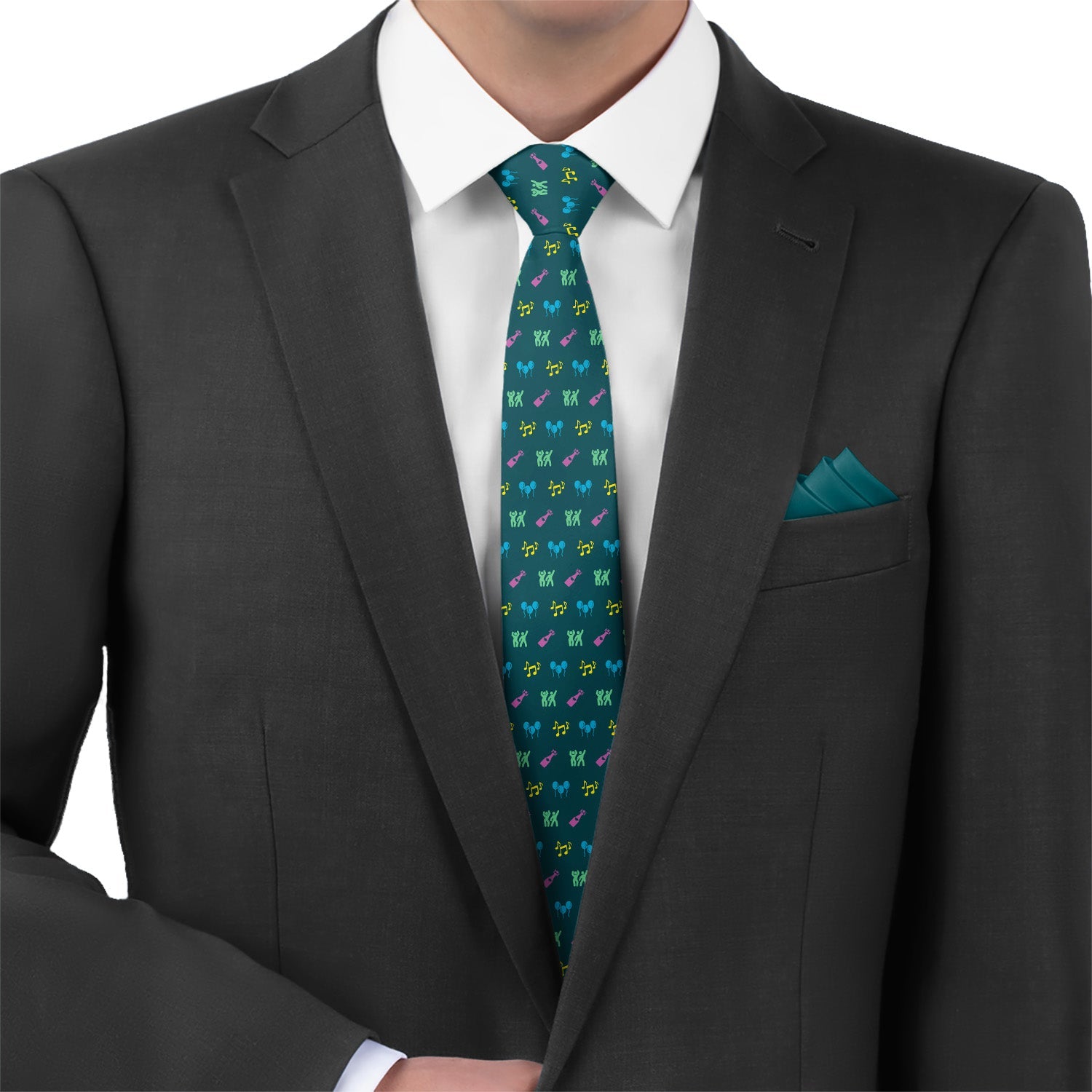 Partying With Friends Necktie - Matching Pocket Square - Knotty Tie Co.