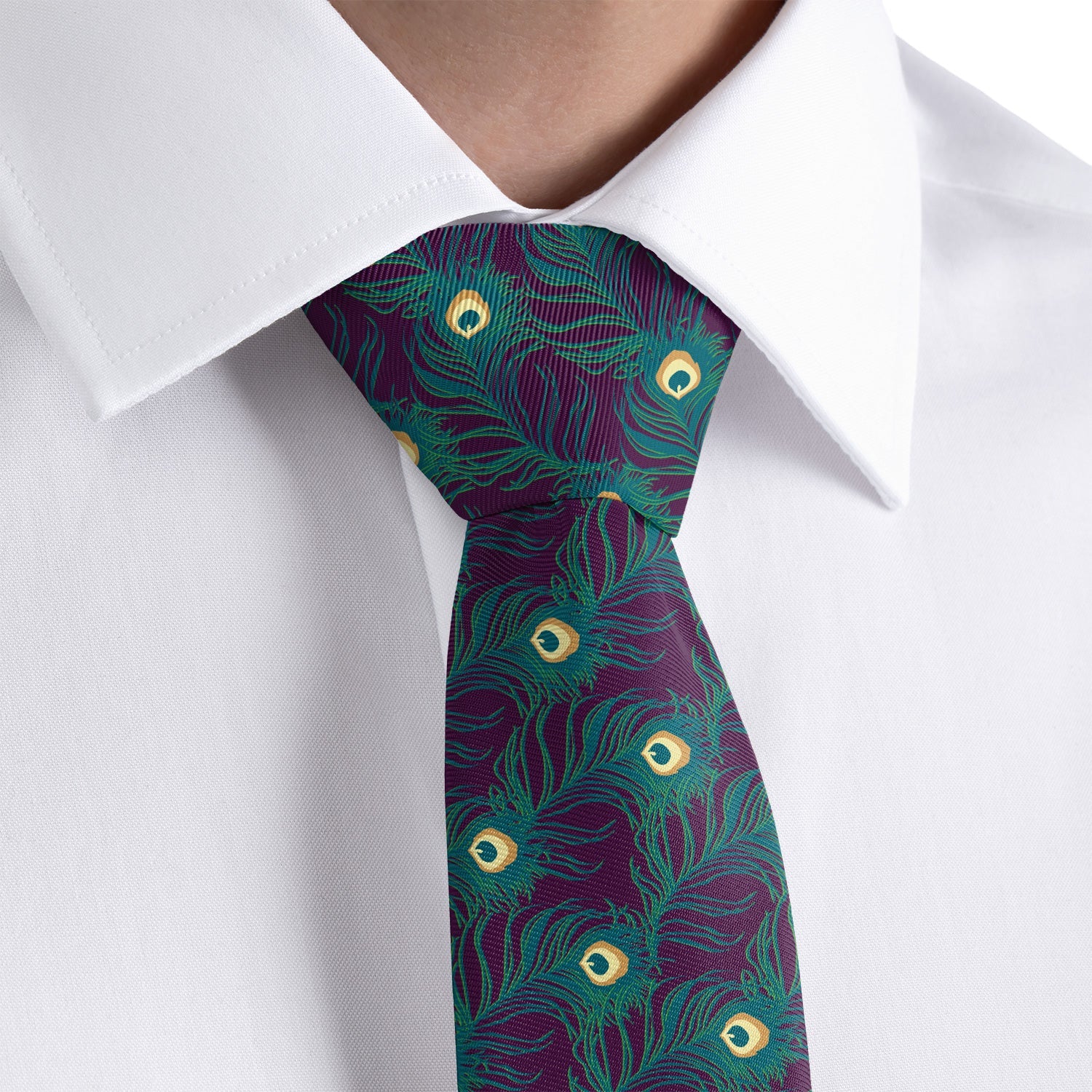 Peacock Feathers Necktie - Dress Shirt - Knotty Tie Co.