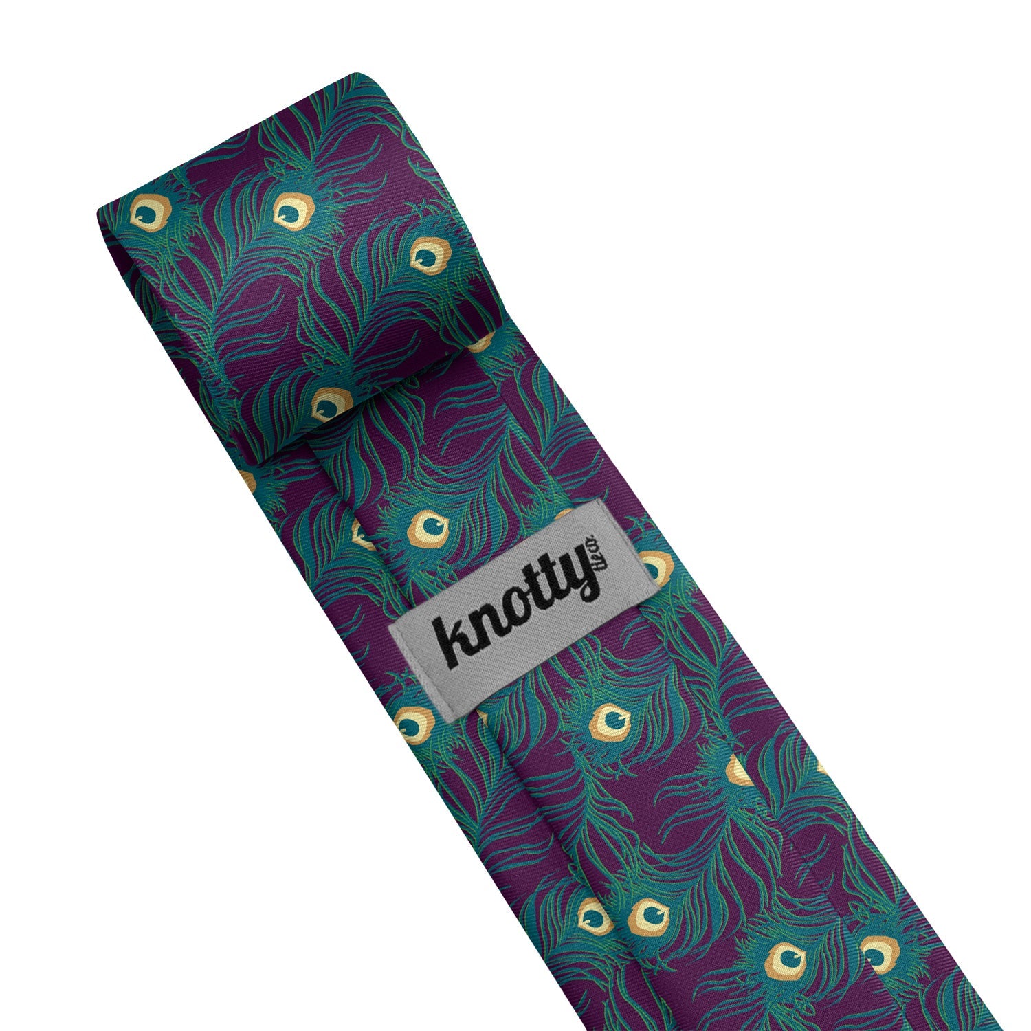 Peacock Feathers Necktie - Tag - Knotty Tie Co.