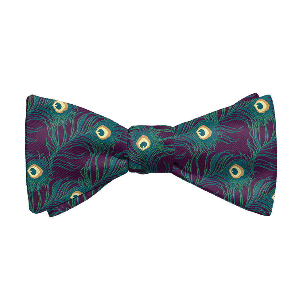 Peacock Feathers Bow Tie - Adult Standard Self-Tie 14-18" -  - Knotty Tie Co.