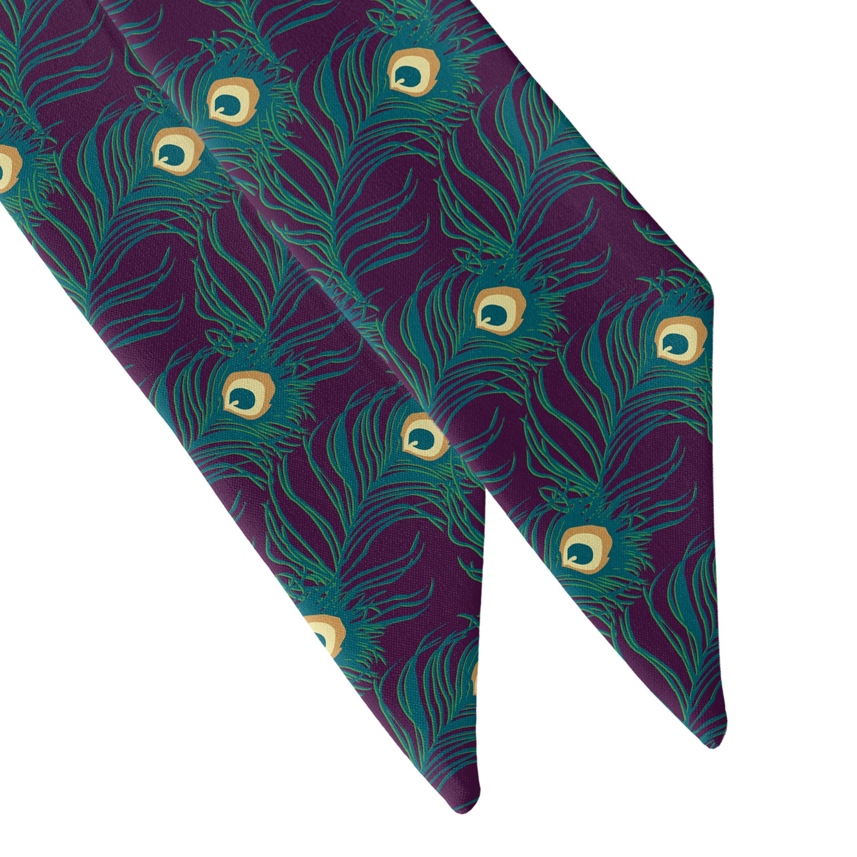 Peacock Feathers Hair Scarf - Scarf Tapered Ends - Knotty Tie Co.
