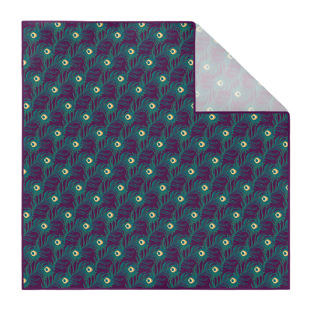 Peacock Feathers Pocket Square - Printed - Knotty Tie Co.