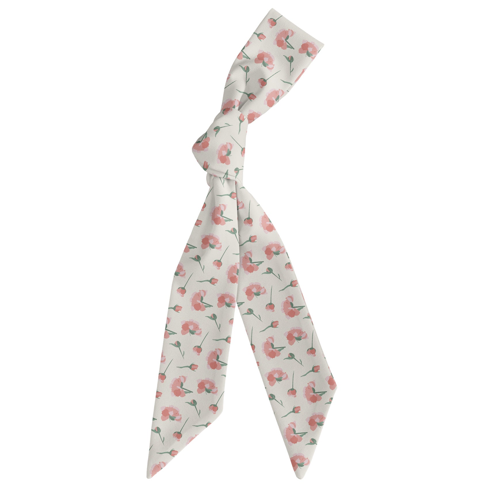 Peonies Floral Hair Scarf - Scarf Tied Into Knot - Knotty Tie Co.