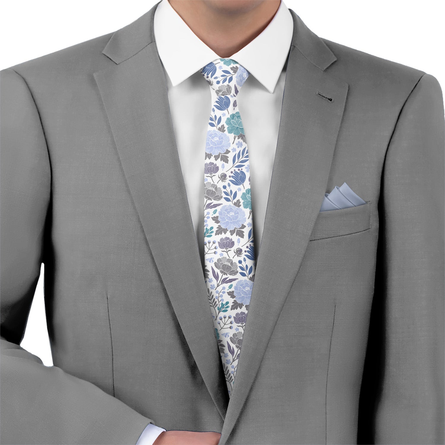 Peony Grove Necktie - Matching Pocket Square - Knotty Tie Co.
