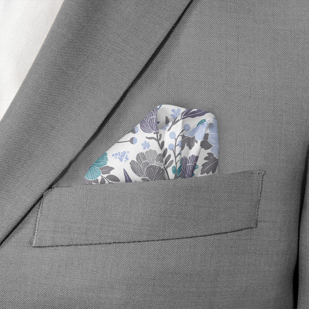 Peony Grove Pocket Square - Wave Fold - Knotty Tie Co.