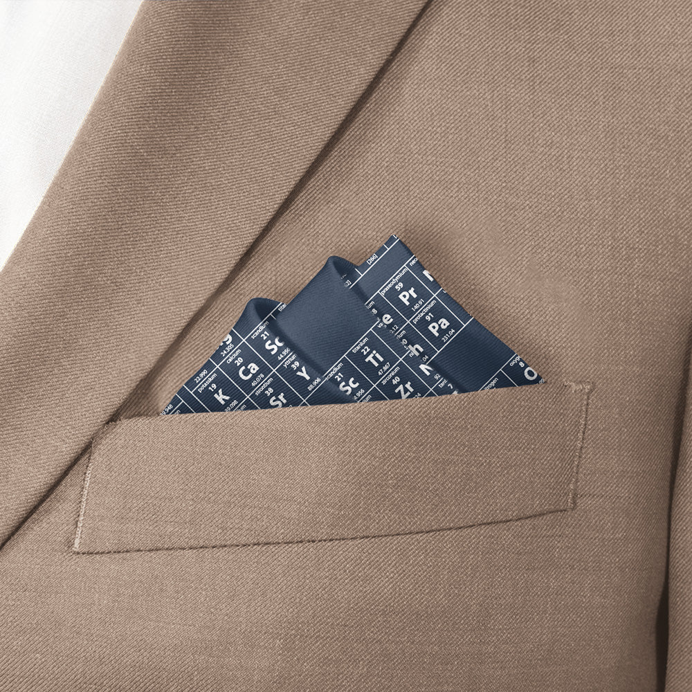Periodic Table Pocket Square - Stairs Fold - Knotty Tie Co.