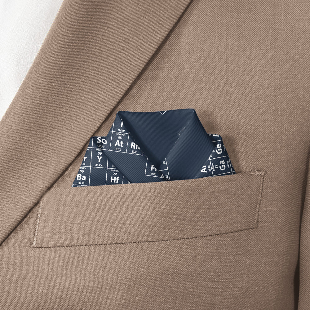 Periodic Table Pocket Square - Scalloped Fold - Knotty Tie Co.