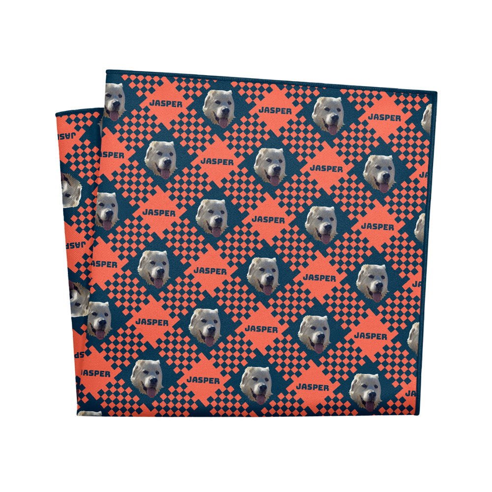 Pet Plaid Photo Pocket Square - 12" Square - Knotty Tie Co.