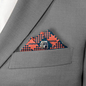 Pet Plaid Photo Pocket Square - Stairs Fold - Knotty Tie Co.