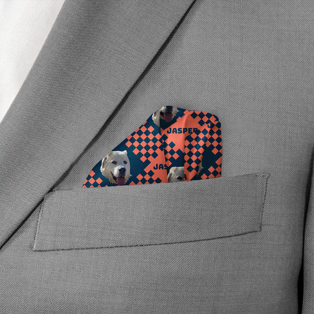 Pet Plaid Photo Pocket Square - Wave Fold - Knotty Tie Co.
