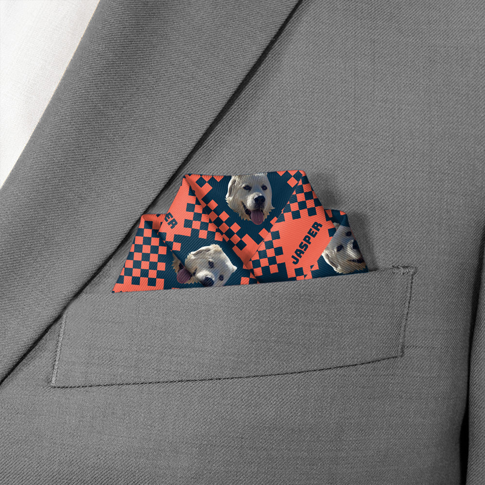 Pet Plaid Photo Pocket Square - Scalloped Fold - Knotty Tie Co.