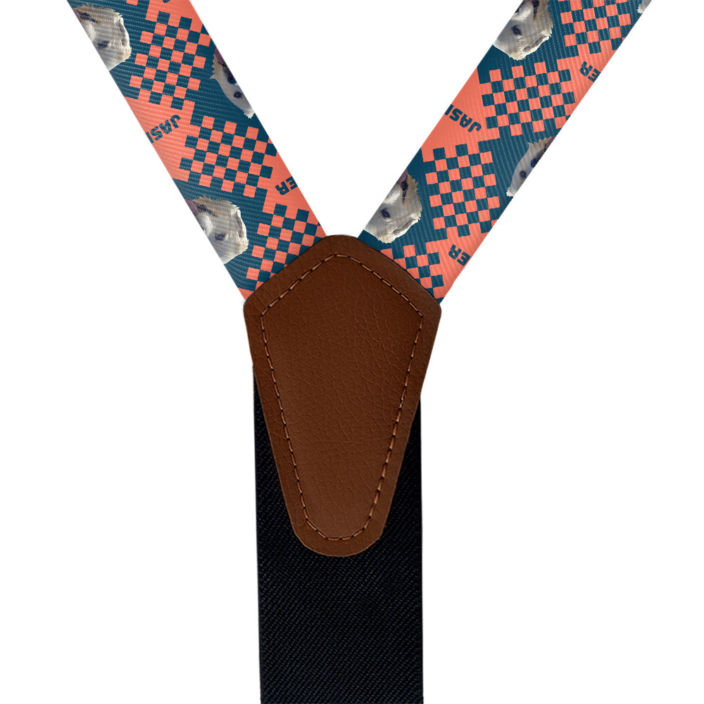 Pet Plaid Photo Suspenders - Vegan Leather Y-Back - Knotty Tie Co.