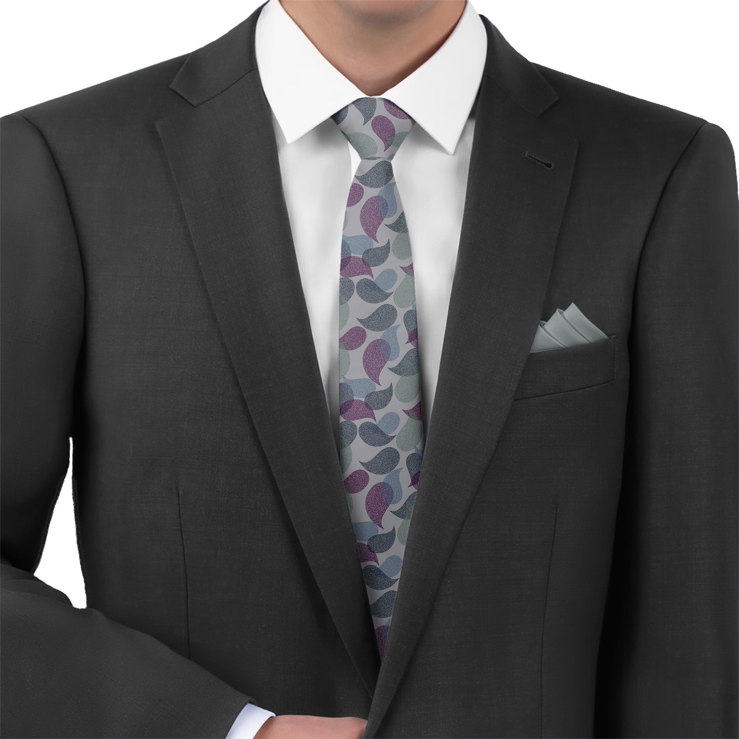 Petal Paisley Necktie - Matching Pocket Square - Knotty Tie Co.